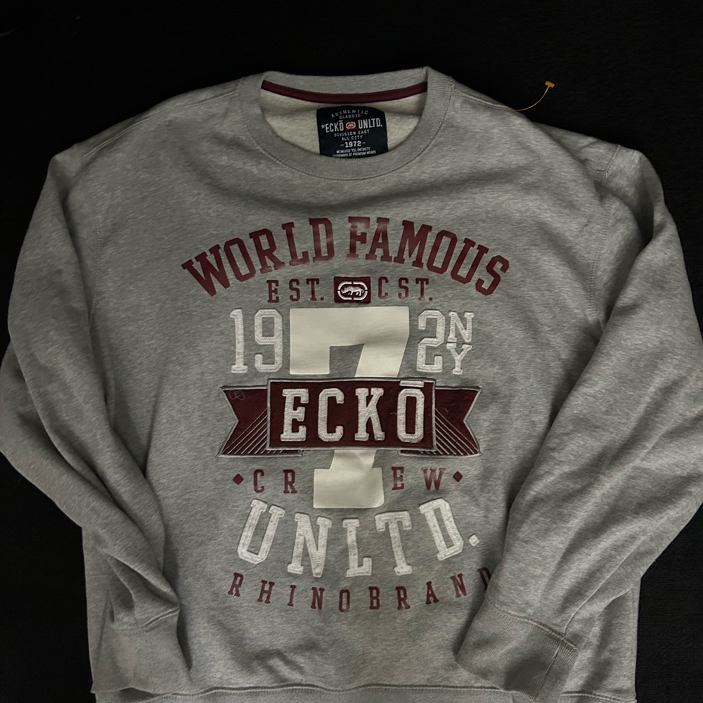 Ecko Unlimited Gray and Red Crewneck Sweater